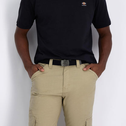 Dickies Cinturón de algodón para hombre con hebilla de logotipo militar