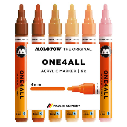 Molotow- Set 227HS ONE4ALL Character con 6 Marcadores Acrílicos, Punta de 4 mm