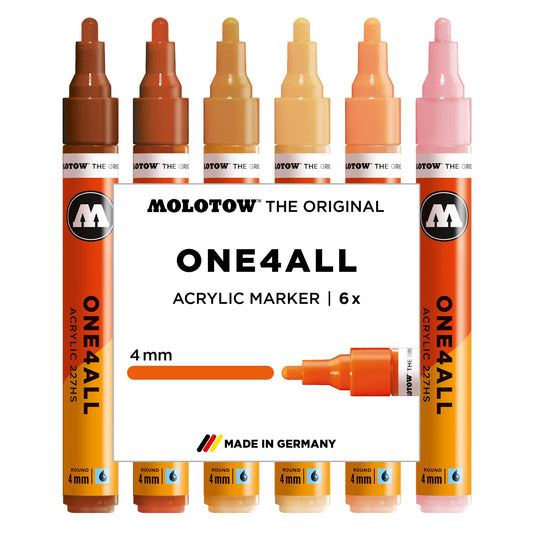 Molotow- Set 227HS ONE4ALL Character con 6 Marcadores Acrílicos, Punta de 4 mm