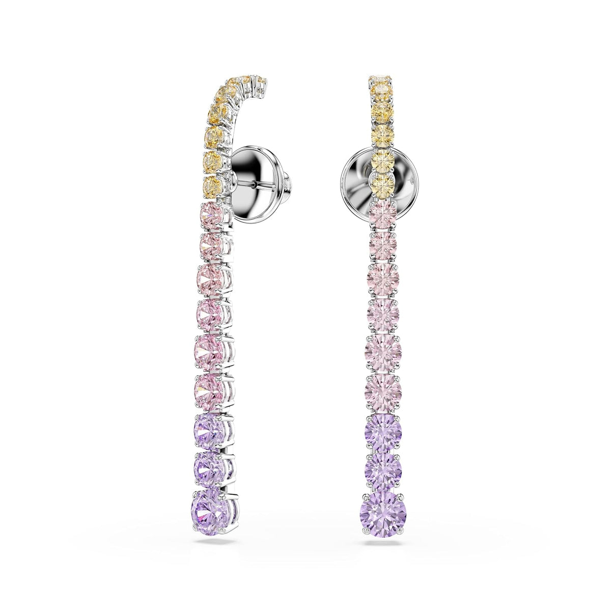 arete de gota Swarovski Matrix, degradado de cortes redondos, multicolor, baño de rodio
