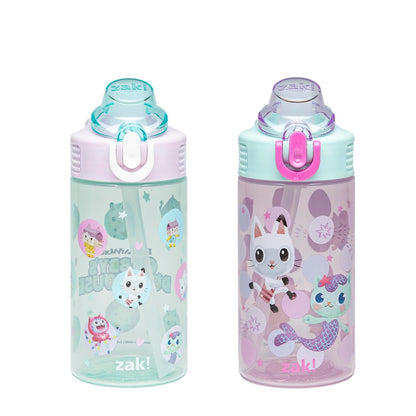 Zak Designs Disney Frozen Set de 2 Botellas de Agua Infantiles - Casa de muñecas de Gabby (The Gabby Cats)