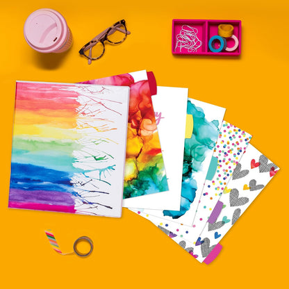 Avery + Amy Tangerine Designer Collection - Carpeta de anillas redondas de 1.5 pulgadas, capacidad de 275 hojas, acuarela arco iris (28347)