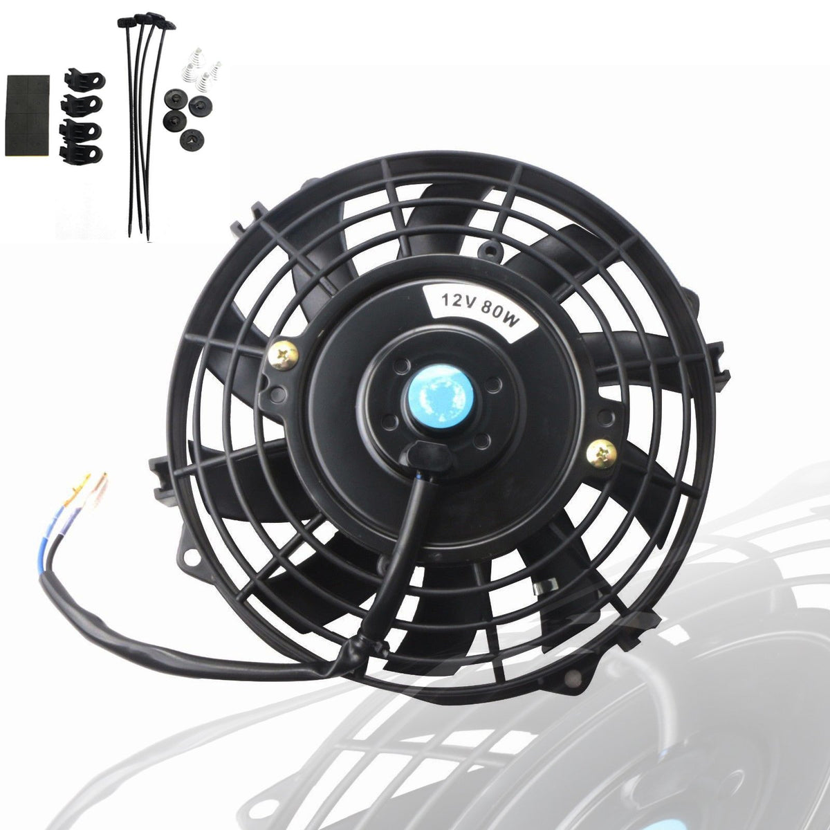 MOSTPLUS - Radiador eléctrico universal para ventilador delgado, 12 V + kit de montaje (7 pulgadas)