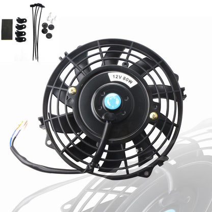 MOSTPLUS - Radiador eléctrico universal para ventilador delgado, 12 V + kit de montaje (7 pulgadas)
