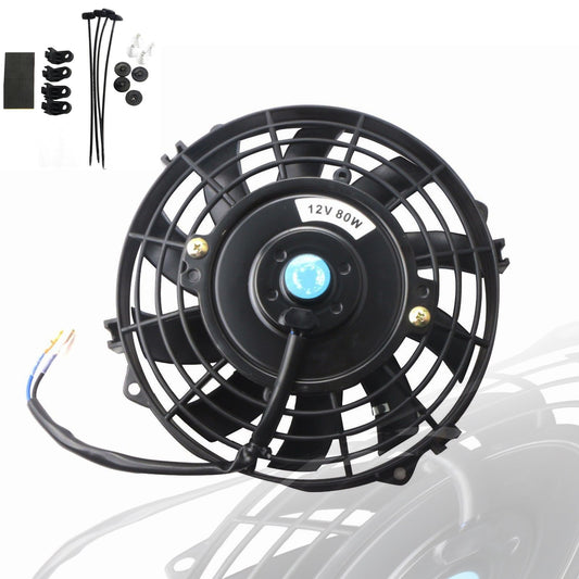 MOSTPLUS - Radiador eléctrico universal para ventilador delgado, 12 V + kit de montaje (7 pulgadas)