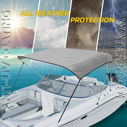 Seal Skin Covers Cubierta de Repuesto para toldo Bimini de 3 Arcos, Lona Impermeable de Grado Marino, sin Marco, 183 cm de Largo x 137 cm-152 cm de Ancho, Color Gris