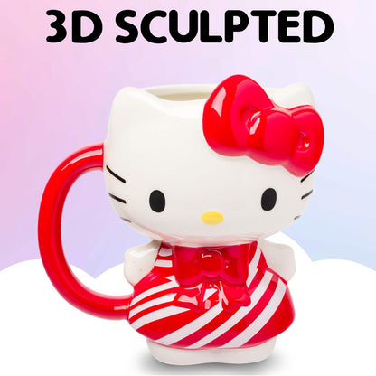 Silver Buffalo Sanrio Hello Kitty - Taza de cerámica esculpida en 3D, 20 onzas