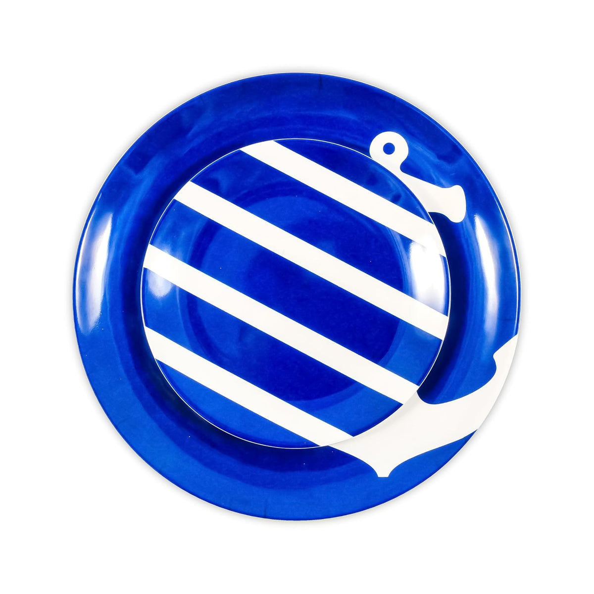 Camco 41951 Juego de Vajilla de Melamina Diseño Náutico 12 Piezas, Azul y Blanco