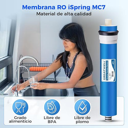iSpring F9K Filtro de Repuesto para Ósmosis Inversa Alcalina de 6 Etapas | Juego de cartuchos para 1 año. Sin membrana. Compatible con sistemas RO alcalinos. Filtro Alcalino