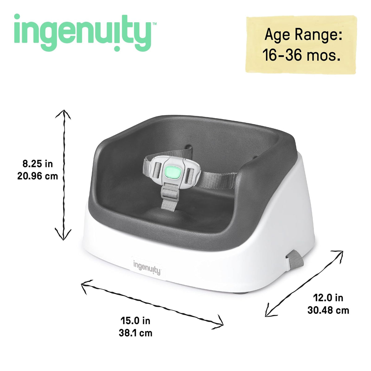 Ingenuity - Asiento elevador SmartClean para niños pequeños, pizarra, caja de fácil apertura