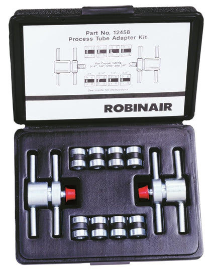 Robinair 12458 Kit Adaptador de Tubo de Proceso para Tubos de Cobre de 3/16 Pulgadas, 1/4 Pulgadas, 5/16 Pulgadas, 3/8 Pulgadas