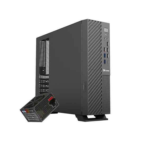 Gabinete Slim Mince ITX Negro con Fuente de Poder 500W Stylos Tech