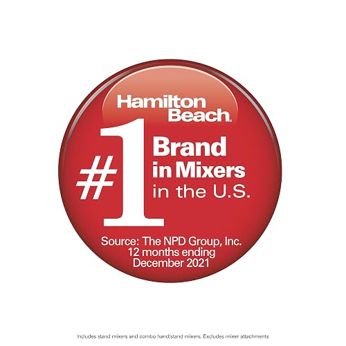 Hamilton Beach Batidora de Pedestal y Manual Clásica, 6 Velocidades, Tazón Acero Inoxidable, Blanca (64655)