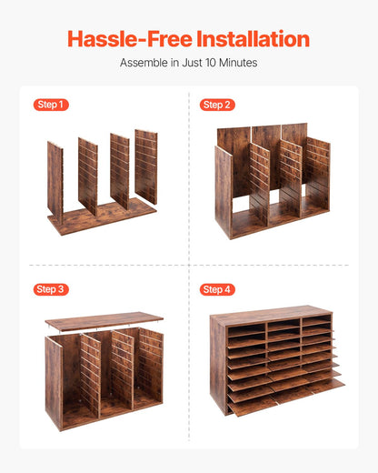 VEVOR Organizador de literatura, 27 compartimentos, buzón de oficina con estantes extraíbles, clasificador de buzones de madera, tablero de partículas, oficina, hogar, aula, clasificador de archivos