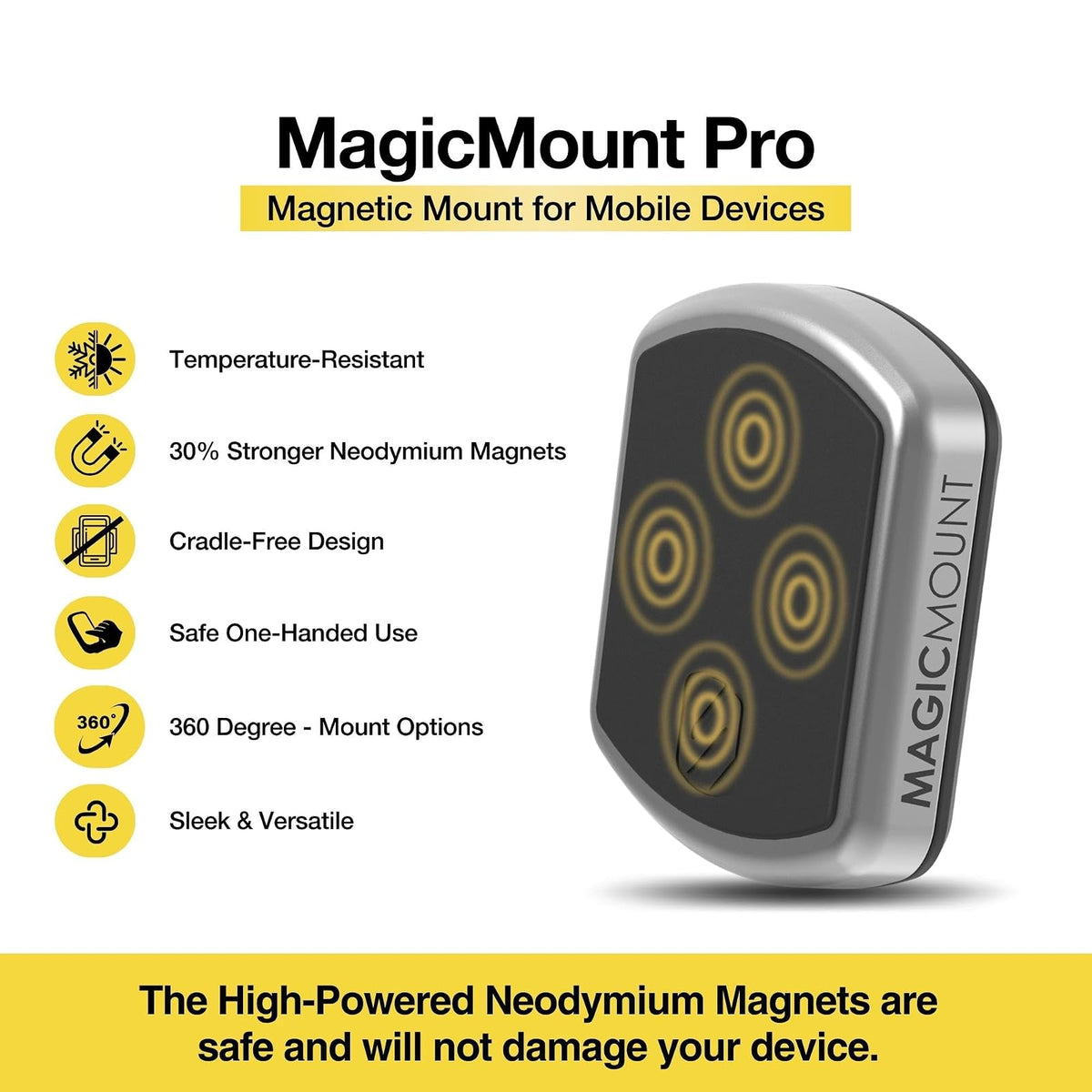 SCOSCHE MWSM2PK-UB MagicMount™ Soporte Universal magnético para Celular/navegador GPS de Ventosa de succión para Auto, casa u Oficina, 2 por Paquete, Base para el Tablero, Negro/Plateado