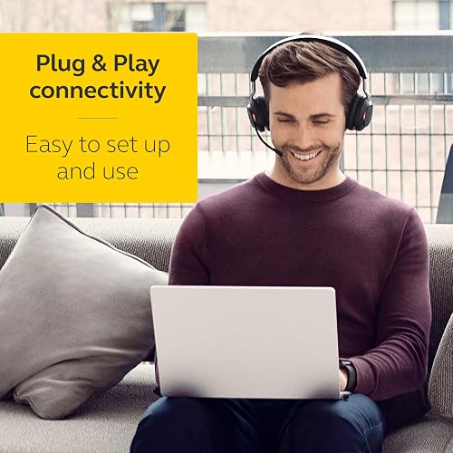 Jabra Evolve2 65 MS Auriculares inalámbricos con Link380a, estéreo, Negro, Bluetooth inalámbricos para Llamadas y música, 37 Horas de duración de la batería, cancelación de Ruido