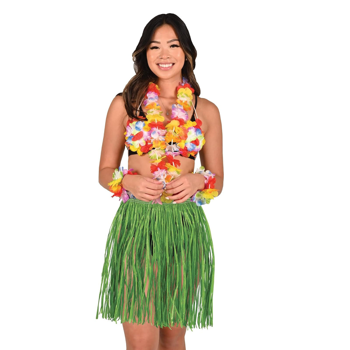Beistle 54581-G Adult Mini Hula Skirt for Halloween Party, 36-Inch Width by 16-Inch Length, Green