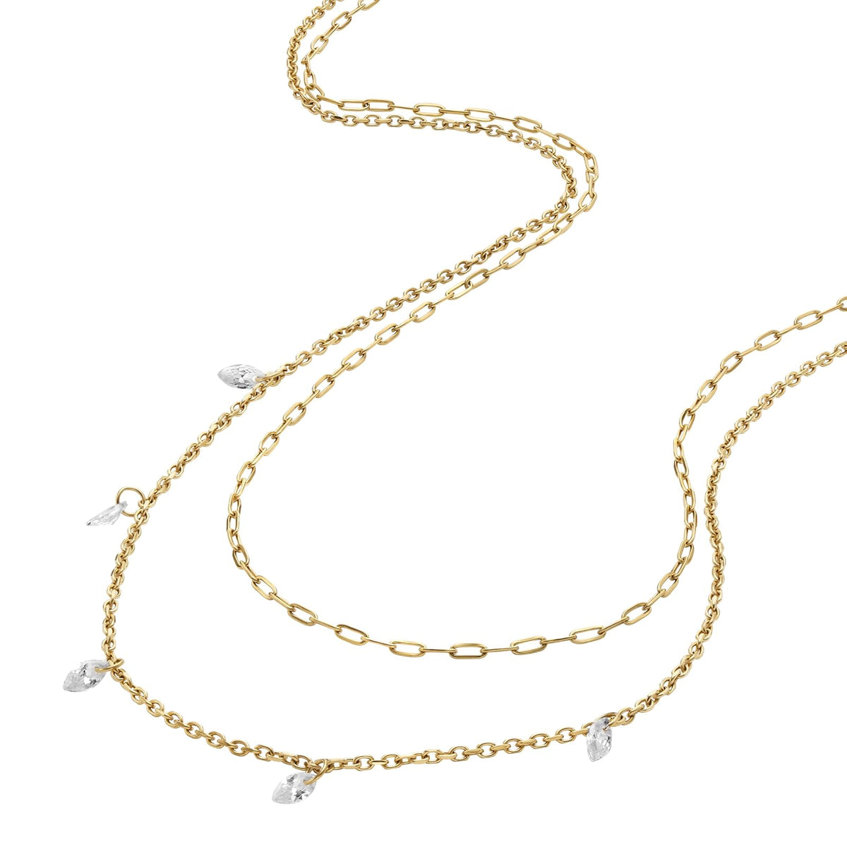 Collar Fossil JF04894710 Ellis de acero inoxidable en tono dorado para mujer