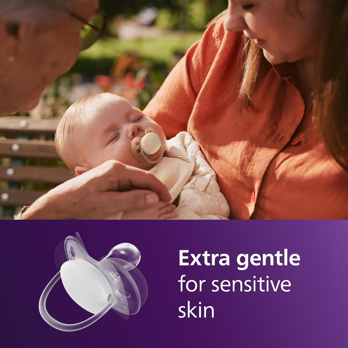 Philips Avent - Chupones ultra suaves, diseño ortodóntico, para bebés de 0 a 6 meses, escudo flexible, pezón simétrico de silicona, sin BPA, 2 fundas esterilizadoras, paquete de 4, SCF091/47