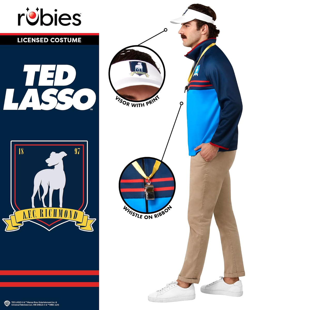 Rubie's Ted Lasso Costume Kit Disfraces de tamaño adulto Para hombres