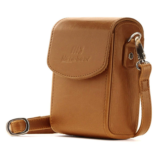 MegaGear MG768 Estuche de Cuero, con Correa Compatible con Canon PowerShot G7 X Mark III, G7 X Mark II, G7 X - Marrón Claro