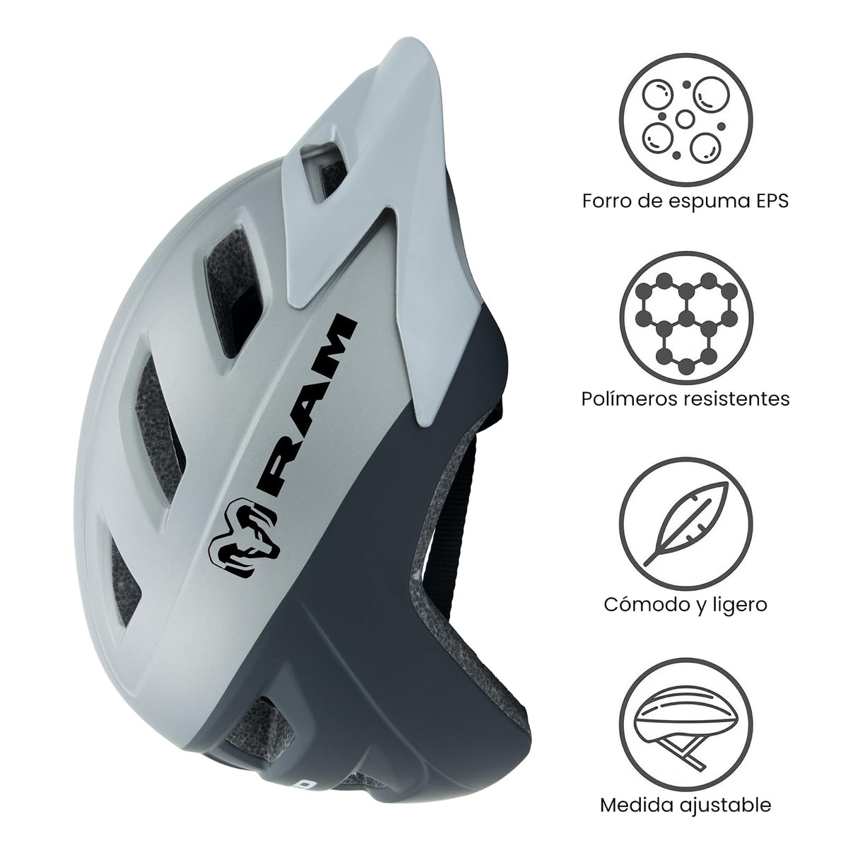 Casco MTB RAM Bikes con Viscera Extraíble Ajustable 55-58 cm Unisex
