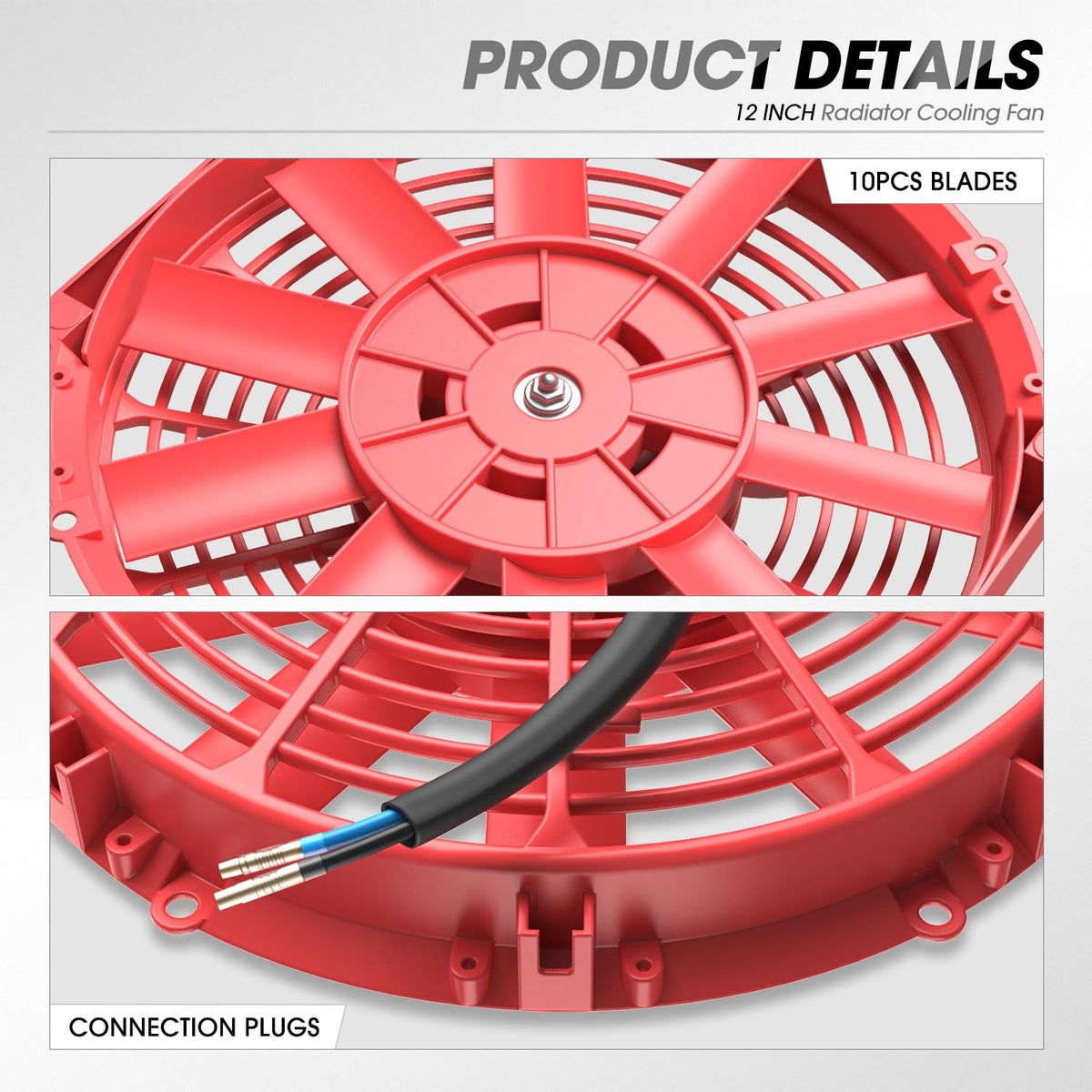 DNA Motoring RAF-12-RD+FMK-X2 Ventilador Radiador Delgado 12" Alto Rendimiento Rojo 2 Unidades con Kit Montaje