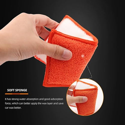 SPTA - Esponja de Limpieza Interior de Automóvil, 8 Unidades, aplicador de Cera de Microfibra para Automóvil, Barco, Madera, mármol y Motocicleta, 6 x 3.3 x 0.8 Pulgadas, Naranja