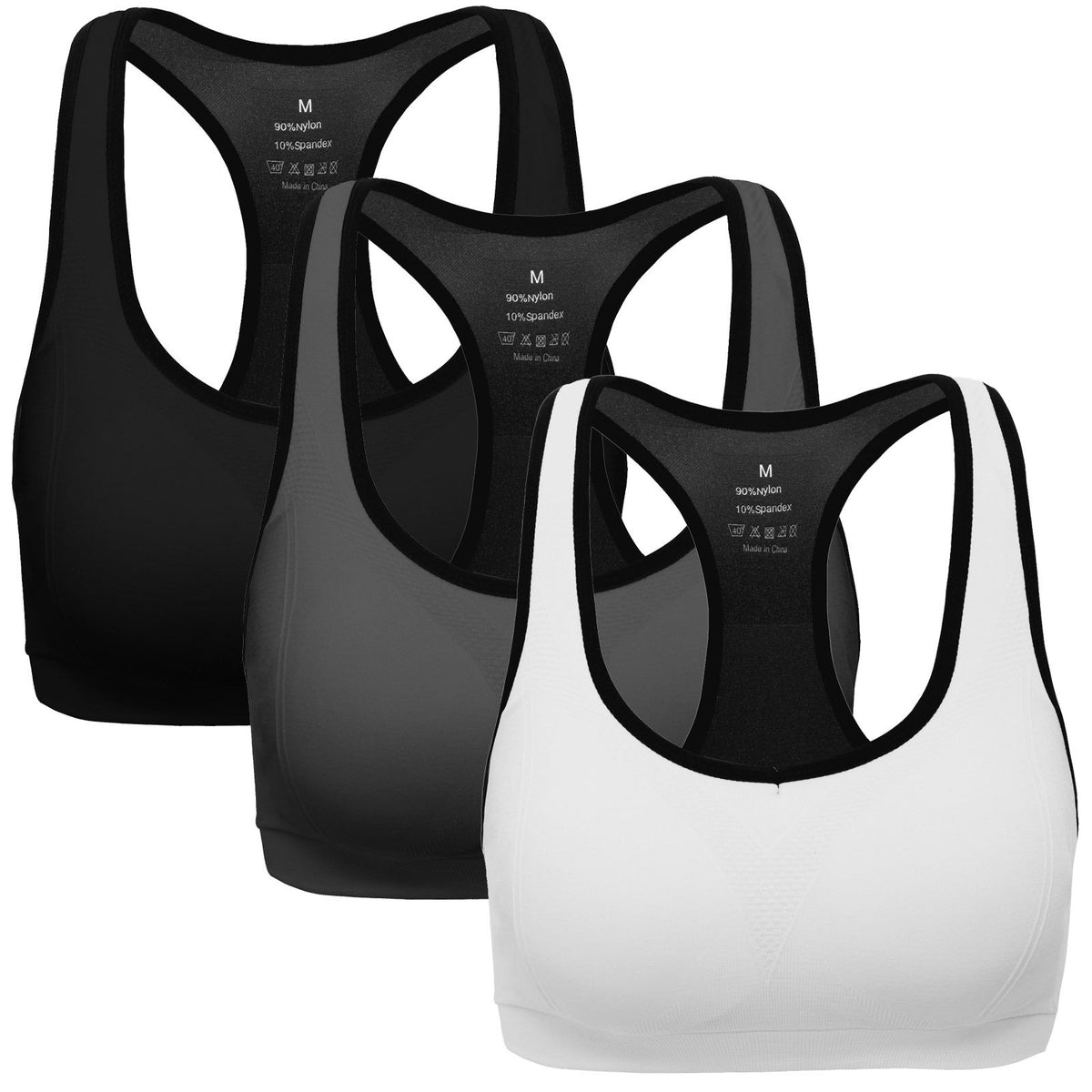 MIRITY Brasier Deportivo de Alto Impacto con Espalda Cruzada - XL - Negro, gris, blanco