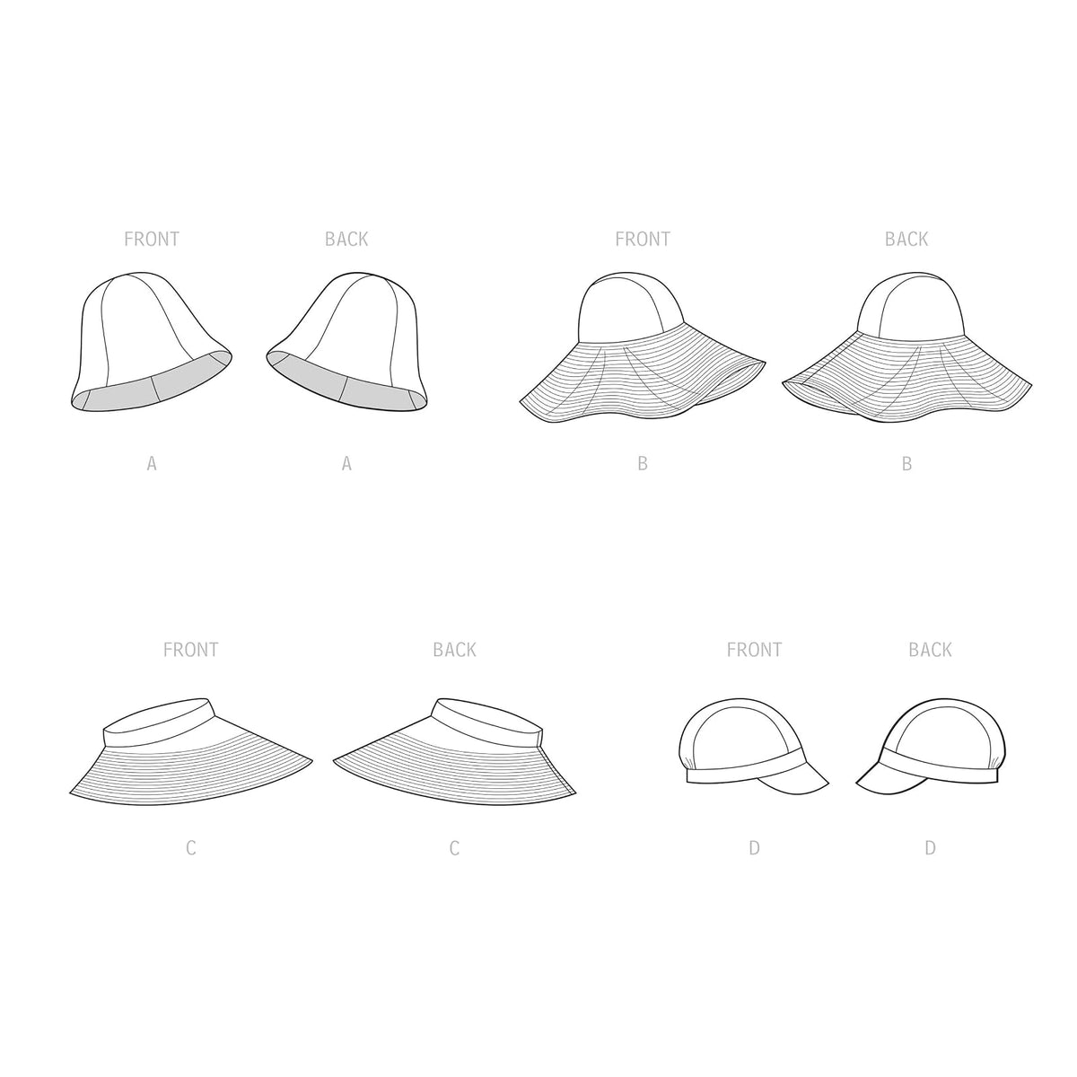 Simplicity SS9505A Sombreros en cuatro estilos A S-M-L