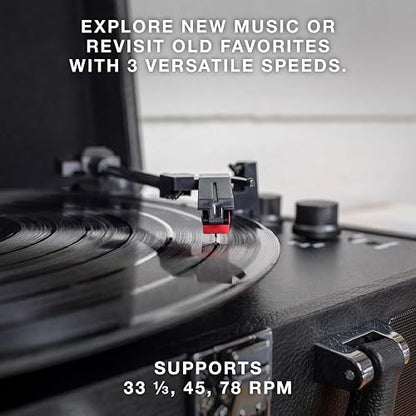 Victrola Journey - Tocadiscos de Maleta Bluetooth - Blanco Altavoces estéreo Integrados, Tocadiscos de 3 velocidades Reproduce Discos de 7", 10" y 12", transmisión Bluetooth, Salida para Auriculares