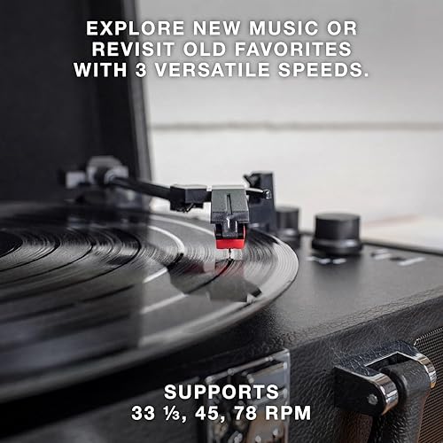 Victrola Journey - Tocadiscos de Maleta Bluetooth - Magenta Altavoces estéreo Integrados, Tocadiscos de 3 velocidades Reproduce Discos de 7", 10" y 12", transmisión Bluetooth, Salida para Auriculares