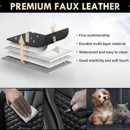 Coverado Fundas de Asiento de Piel, Juego Completo de Fundas de Asiento de Automóvil, Fundas de Asiento de Automóvil, Protector de Asiento de Automóvil, Impermeable, Fundas de Asiento de Automóvil, Asientos