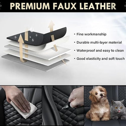 Coverado Fundas de Asiento de Piel, Juego Completo de Fundas de Asiento de Automóvil, Fundas de Asiento de Automóvil, Protector de Asiento de Automóvil, Impermeable, Fundas de Asiento de Automóvil, Asientos