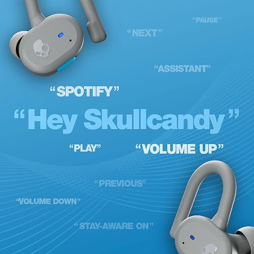 Skullcandy Audífonos Push Active In-Ear Inalámbricos, 43 Horas de Batería, Skull-iQ, Habilitados para Alexa, Micrófono, Compatibles con iPhone, Android y Dispositivos Bluetooth, Gris