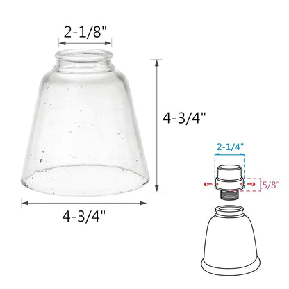 Aspen Creative 23174-60-4, Transitional Clear Ceiling Fan Replacement Glass Shade, 2-1/8" Fitter, Size: 4-3/4" D x 4-3/4" H, 4Pcs/Pack