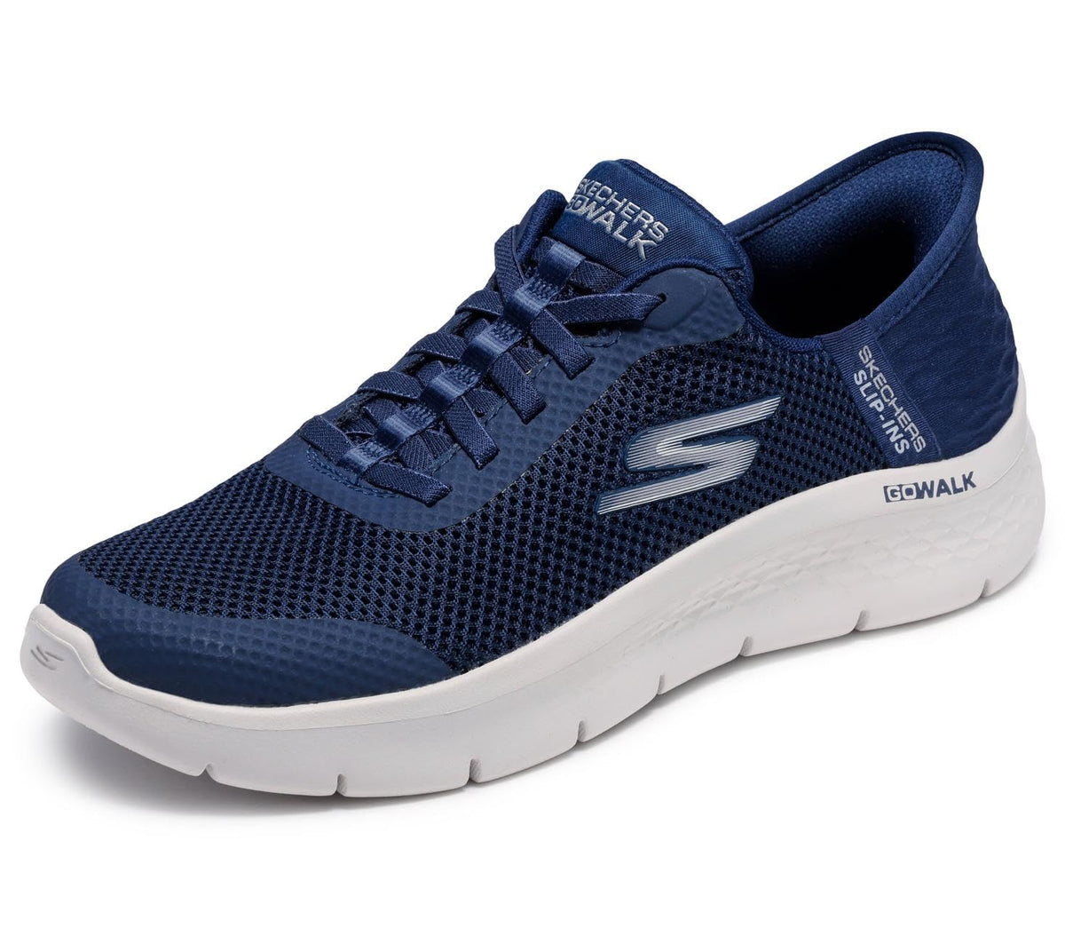 Skechers Go Walk Flex Slip-ins Manos Libres para Mujer - 27.0 cm - Navy Textile White Trim