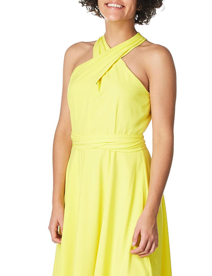 Tahari ASL Vestido sin Mangas de Cuello Cruzado con Corbata en la Cintura Vestido de Coctel para Mujer