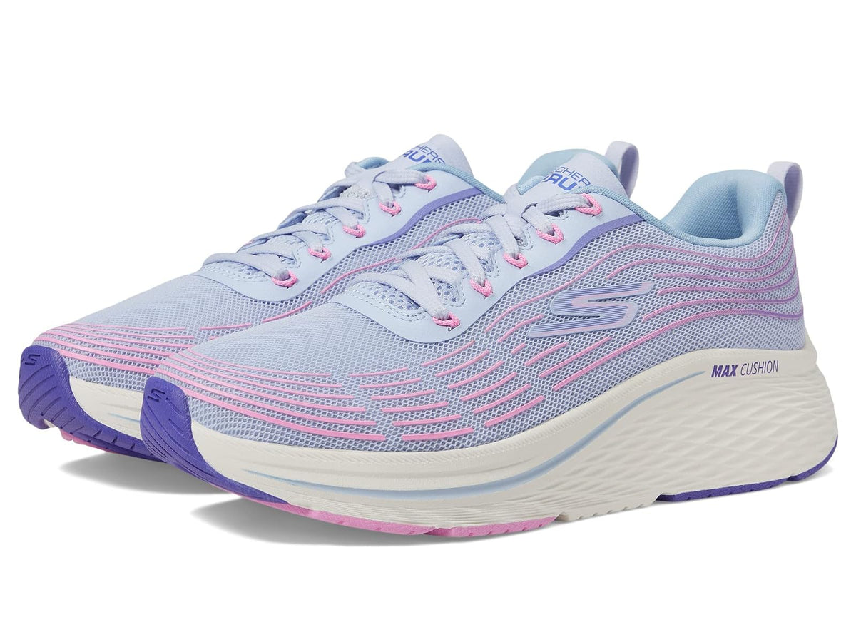 Skechers Max Cushioning Elite 2.0 Tenis Negro para Mujer - 26.0 cm - Light Blue Textile Pink Trim