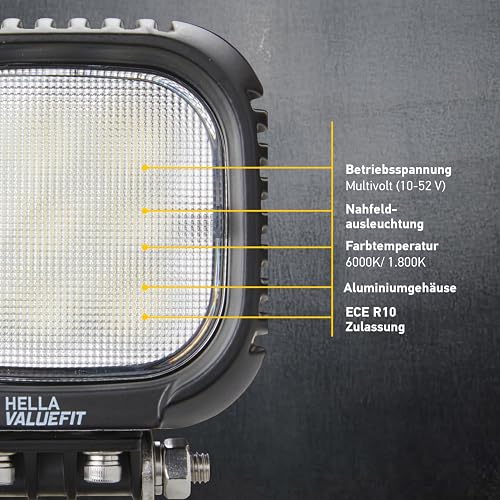 Hella 357109002 ValueFit S3000 Luz Trabajo LED Negro para Camiones 1 Pieza