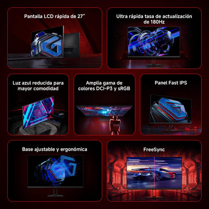 XIAOMI 2K Gaming Monitor G27Qi 27 Pulgadas Panel IPS | QHD (2560*1440), 180Hz, 1ms GTG, AMD Freesync, Amplia Gama de Colores, Certificación Low Blue Light