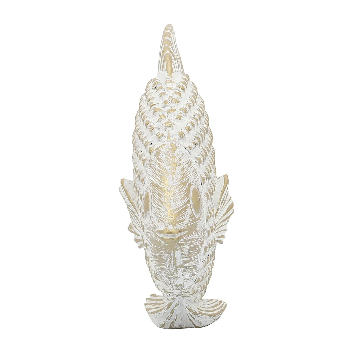 Sagebrook Home Cerámica 7 Pulgadas, decoración de Peces de pie Blanco/Dorado, Novedad, cerámica, contemporáneo, 9 Pulgadas de Largo x 3 Pulgadas de Ancho x 7 Pulgadas de Alto, Tela