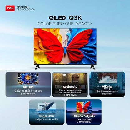 TCL Smart TV Pantalla 43" 43Q3K Android TV FHD QLED Google Cast | Alexa | 2K HDR10| NITS 300 | Panel 60 Hz | Dolby Digital +