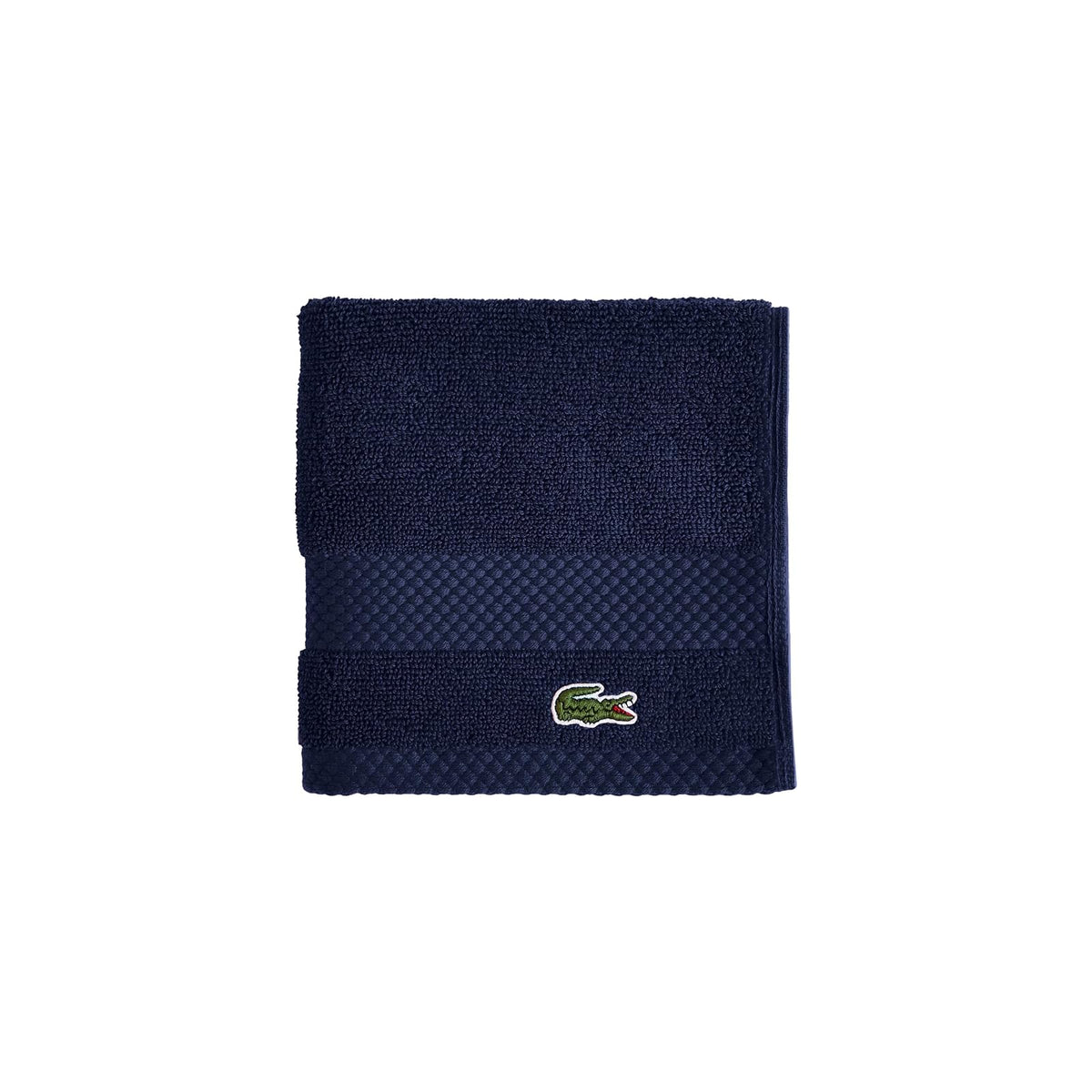 Lacoste Heritage Supima Colección de Toallas y Tapete de Baño - Wash Cloth 13x13 - Azul marino
