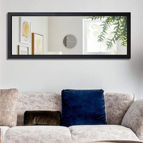 MIRUO Full Length Mirror, 44" x 16" Wall-Mounted Mirror, Mirror for Wall, Polystyrene Frame Dressing Mirror, Hanging or Leaning Against Wall for Bedroom, Living Room, Entryway, Black (No Stand)