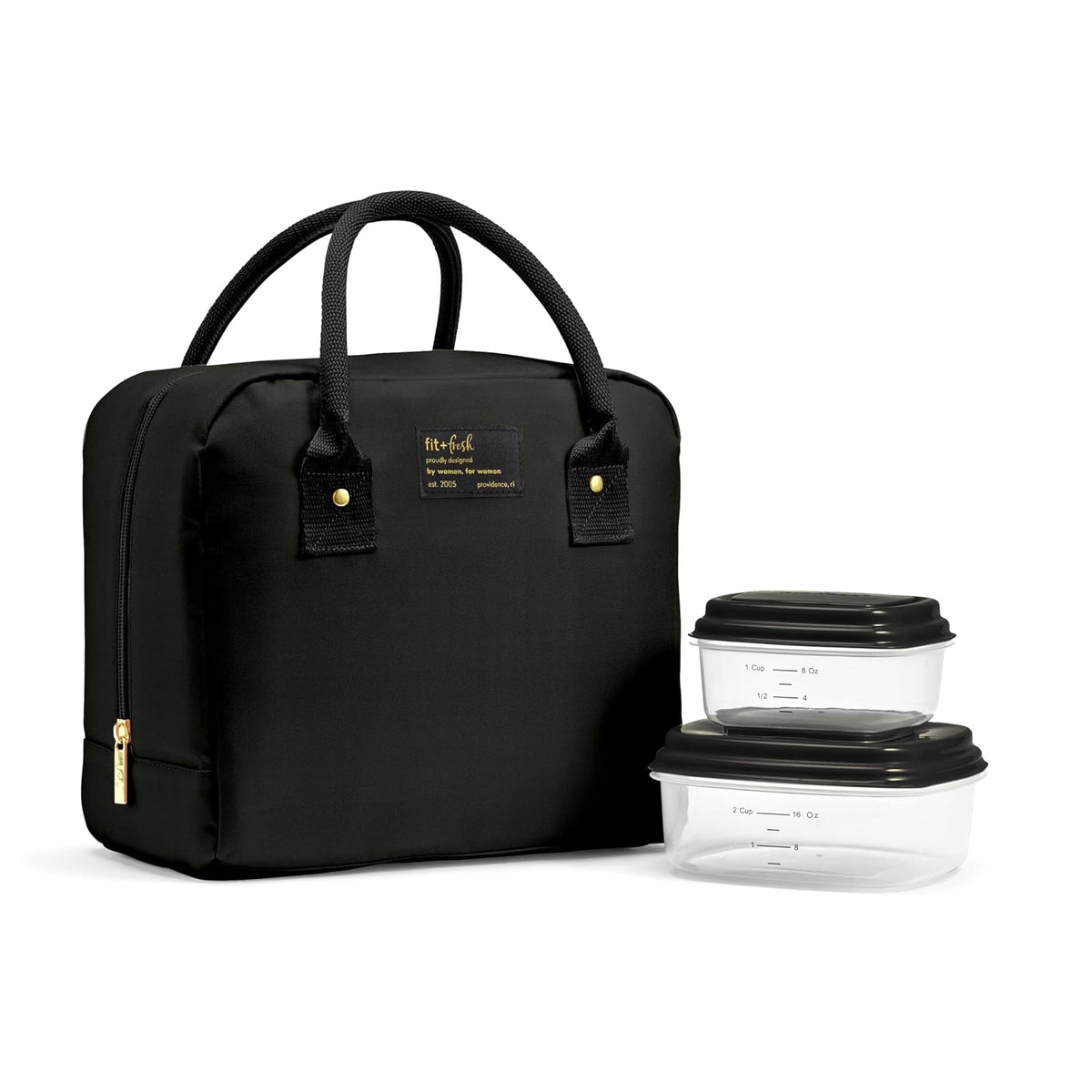 Fiambrera para mujer, con aislamiento para el trabajo, a prueba de fugas y resistente a las manchas, con contenedores, bolsa Bloomington con cierre de cierre, color negro