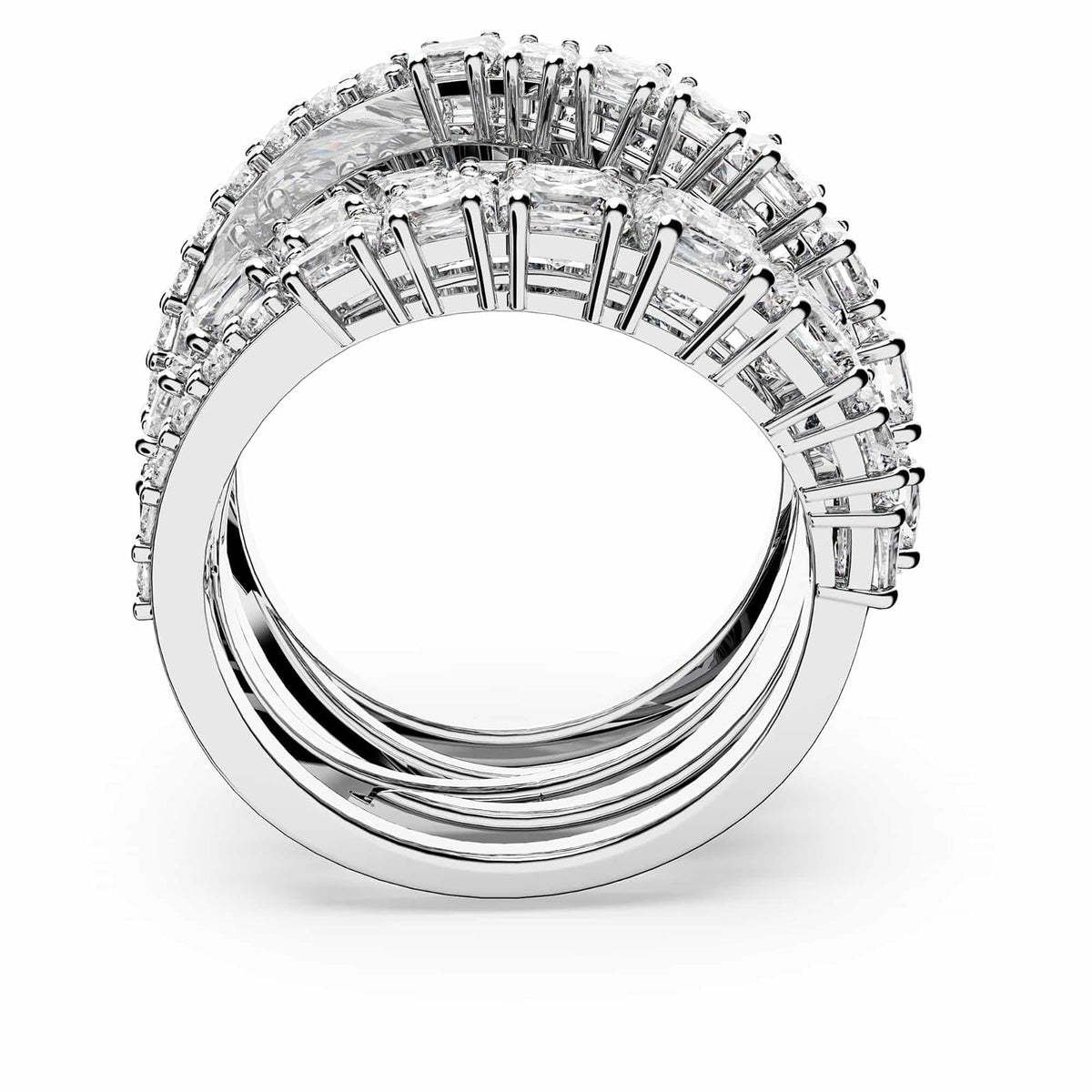 Swarovski Anillo Twist Wrap, Tallas mixtas, Blanco, Baño de rodio
