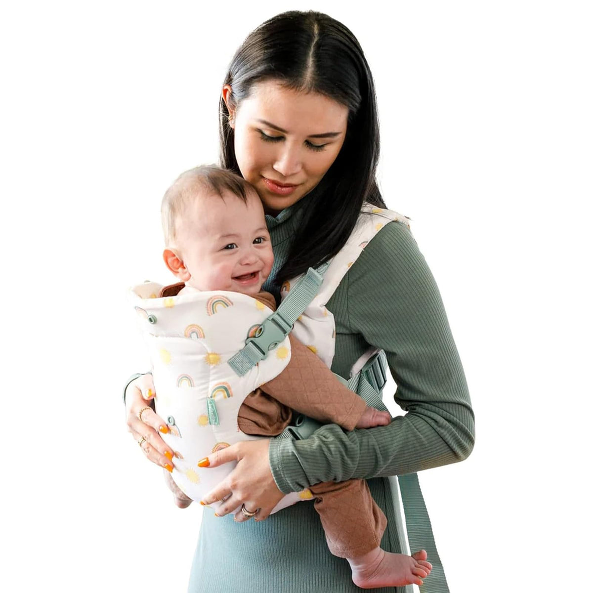 Infantino - Portabebés convertible 4 en 1, ajustable, ergonómico, esencial para el registro de bebé, portabebés para recién nacidos a niños pequeños, arco iris