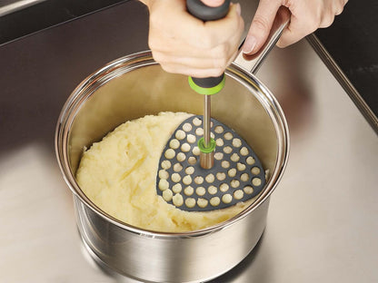 Joseph Joseph 10161 Delta Folding Potato Masher Stores Flat Space Saving Locking One-Size Gray/Green
