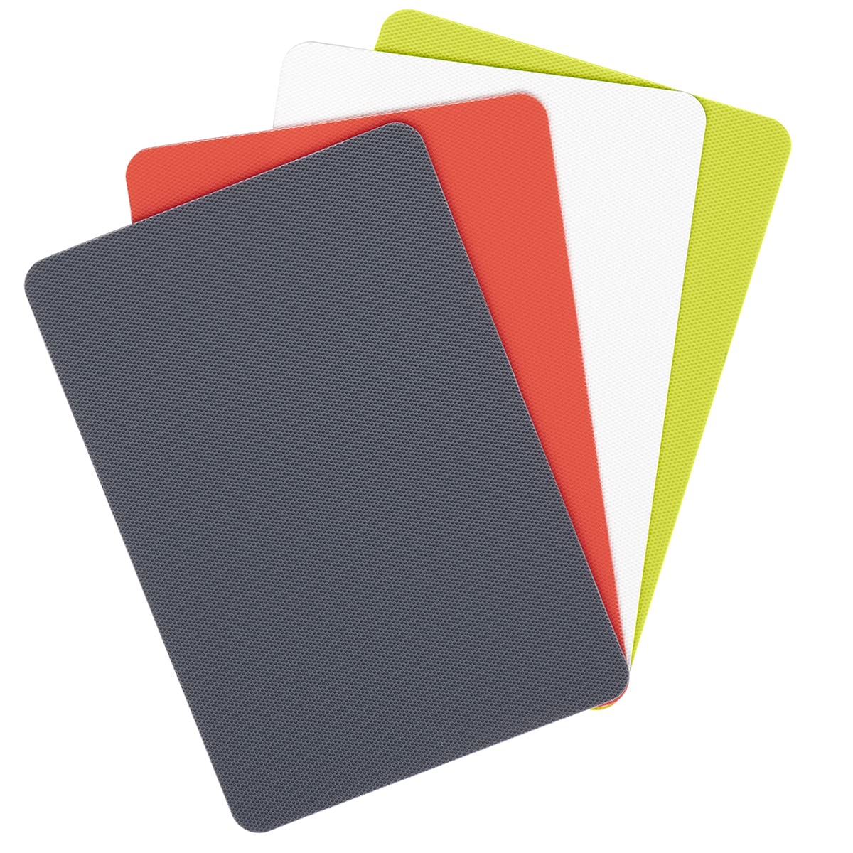 Dexas Juego de 4 Tablas de Cortar de Plástico Antideslizantes - 5.5 x 8 - Gris - Rojo - Blanco - Verde